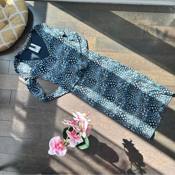 BCBG Blue Aqua Bodycon Dress with Long Sheer Sleeves - Picture 4 of 8